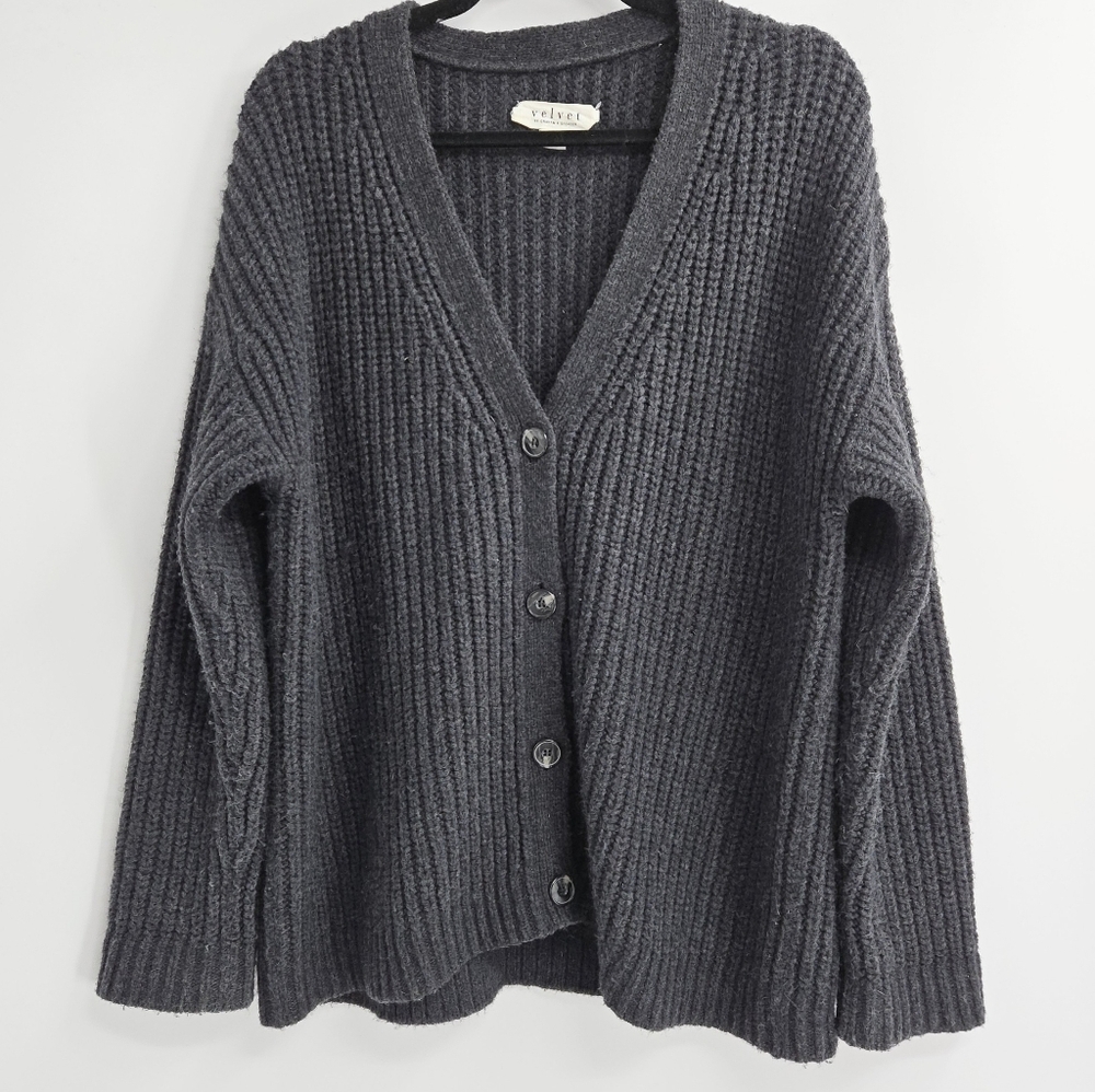 Velvet By Graham And Spencer Cardigan Alpaca Blend Ribbed Grandpa‎